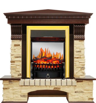 Каминокомплект Royal Flame Pierre Luxe сланец угловой с очагом Fobos FX M Brass
