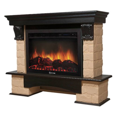 Каминокомплект Firelight Forte 30U угловой с очагом Electrolux EFP/P-3020LS камень бежевый/шпон темный дуб — фото 2