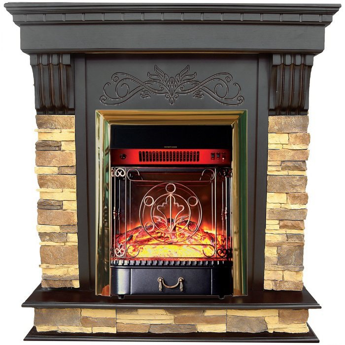 Каминокомплект Interflame Брайт венге с очагом Majestic FX M Brass — фото 1