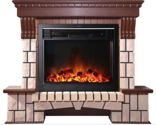 Изображение товара Каминокомплект Interflame Экстер средний дуб с очагом Jupiter GLS LED Black