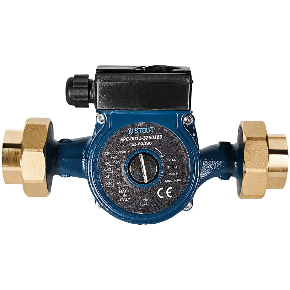 Изображение товара Циркуляционный насос Stout 32-60/180 220/240V 50Hz с латунными гайками G2 x Rp 1 1/4 Изображение товара Циркуляционный насос Stout 32-60/180 220/240V 50Hz с латунными гайками G2 x Rp 1 1/4