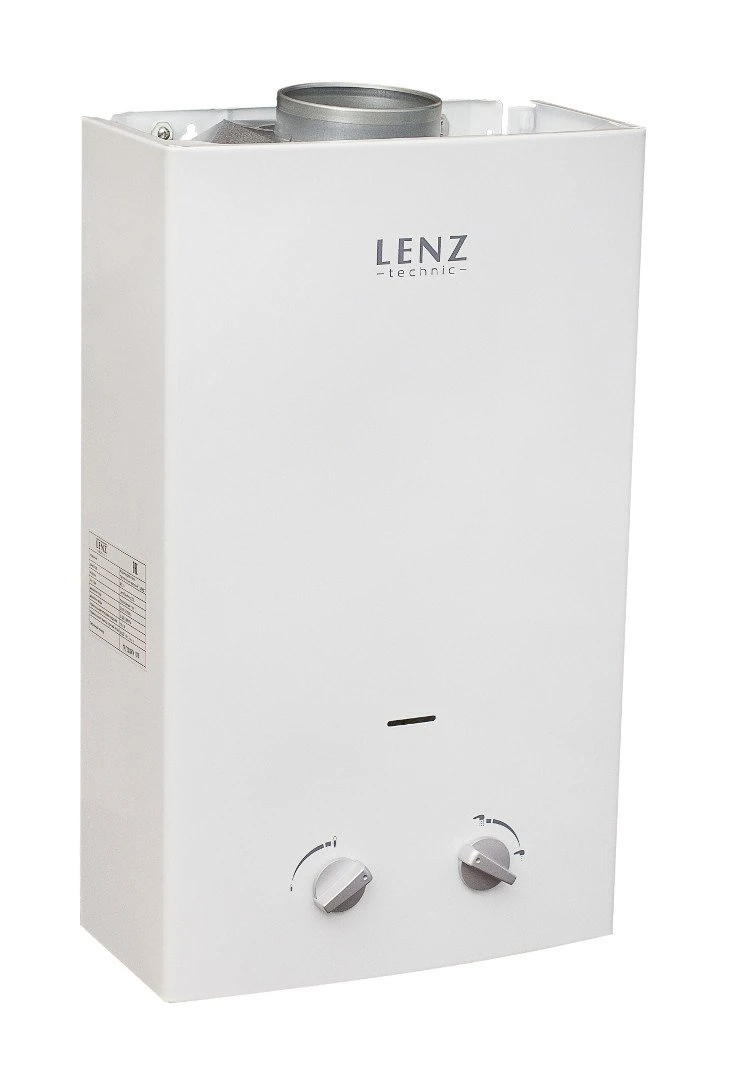 Изображение товара Газовый проточный водонагреватель Lenz Technic 10L White автоматический с электрической системой ро Изображение товара Газовый проточный водонагреватель Lenz Technic 10L White автоматический с электрической системой ро