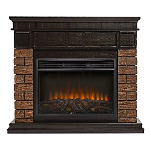 Изображение товара Каминокомплект Firelight Bricks Wood 30 с очагом Electrolux EFP/P-3320RLS N камень коричневый/шпон темный дуб