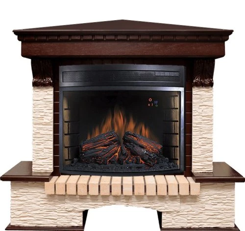 Изображение товара Каминокомплект Royal Flame Pierre Luxe угловой мелкий сланец бежевый c очагом Dioramic 28 LED FX
