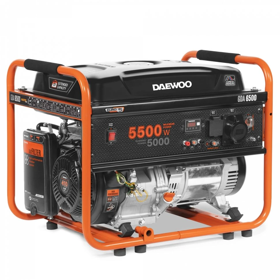 Изображение товара Бензиновый генератор Daewoo GDA 6500 5.5 кВт 230 В 12 В металл рама Изображение товара Бензиновый генератор Daewoo GDA 6500 5.5 кВт 230 В 12 В металл рама