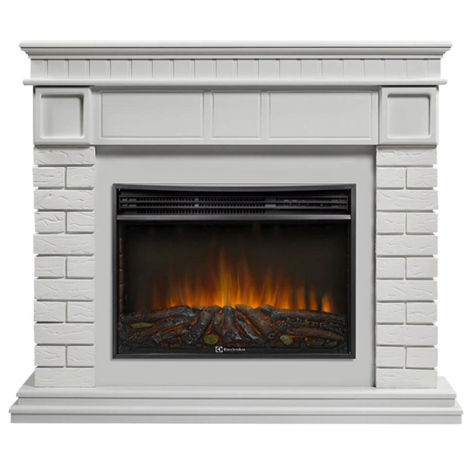Изображение товара Каминокомплект Firelight Bricks 25 с очагом Electrolux EFP/P-2720RLS N камень белый/белая эмаль