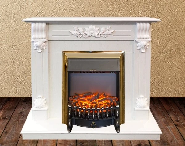 Изображение товара Каминокомплект RealFlame Ottawa STD/EUG WT с очагом Fobos Lux Brass S интерьерный