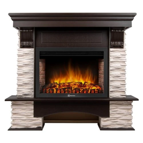 Изображение товара Каминокомплект Firelight Pietra Nuovo 30 с очагом Electrolux EFP/P-3020LS сланец белый/шпон темный дуб