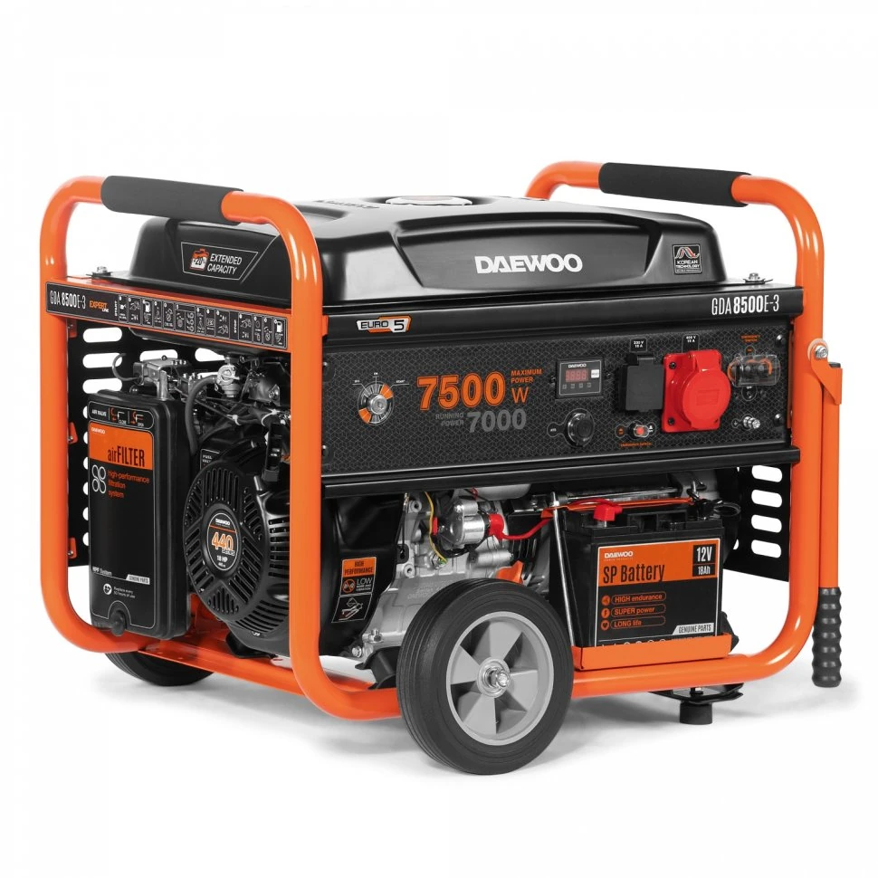 Изображение товара Бензиновый генератор Daewoo GDA 8500E-3 7.5 кВт с электро и ручным запуском Изображение товара Бензиновый генератор Daewoo GDA 8500E-3 7.5 кВт с электро и ручным запуском