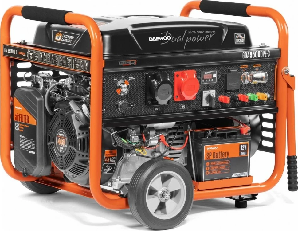 Изображение товара Бензиновый генератор Daewoo GDA 9500 DPE-3 8.6 кВт с электростартером и автоматическим запуском Изображение товара Бензиновый генератор Daewoo GDA 9500 DPE-3 8.6 кВт с электростартером и автоматическим запуском