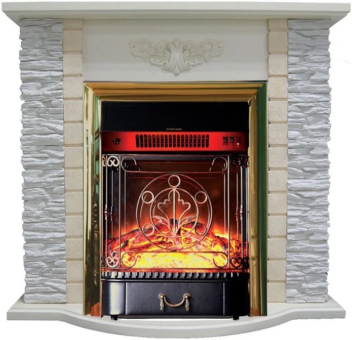 Изображение товара Каминокомплект Interflame Аспен сланец с очагом Majestic FX M Brass стильный и функциональный