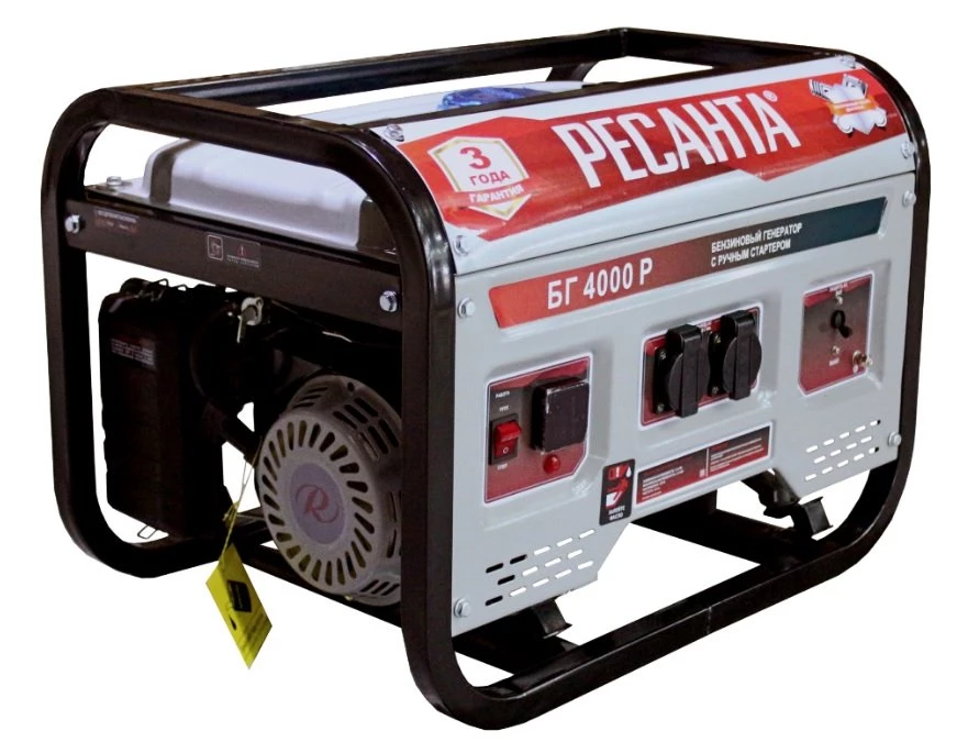 Изображение товара Бензиновый электрогенератор Ресанта БГ4000Р 3 кВт 7 л.с надёжный источник питания