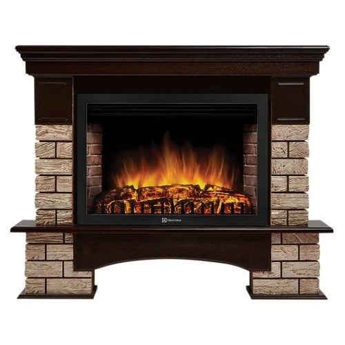 Изображение товара Каминокомплект Firelight Forte Wood 30 с очагом Electrolux EFP/P-3020LS камень коричневый/шпон темный дуб
