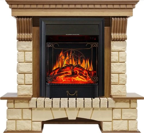 Изображение товара Каминокомплект Royal Flame Pierre Luxe шампань с очагом Majestic FX Black