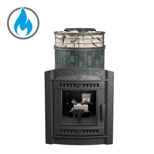 Изображение товара Печь банная PROMetall Атмосфера L Россо Леванто ламель+сетка с газовой горелкой