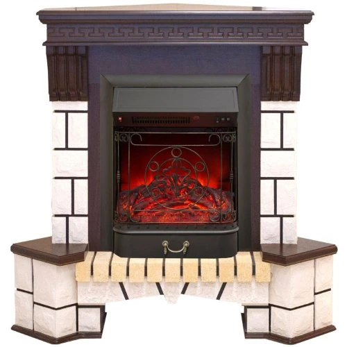 Изображение товара Каминокомплект RealFlame Stone Corner new STD/EUG AO (DN) с очагом Fobos s Lux Black/Brass