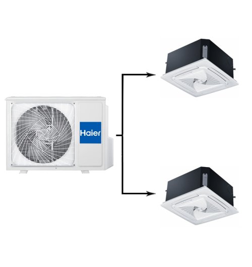 Мульти сплит-система на 2 комнаты 50+50 м2 Haier 2х AB50S2SC2FA/1U105S2SS2FA Maxi Split — фото 1