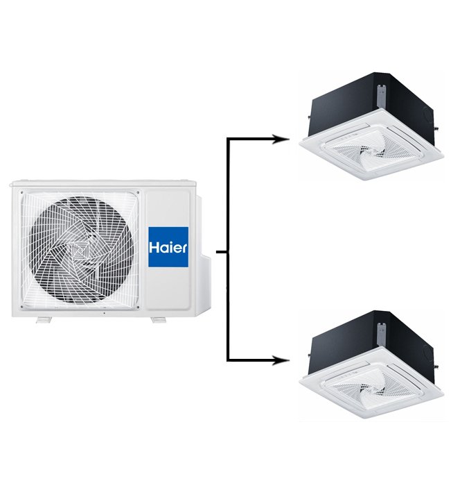 Мульти сплит-система на 2 комнаты 50+50 м2 Haier 2х AB50S2SC2FA/1U105S2SS2FA Maxi Split — фото 1