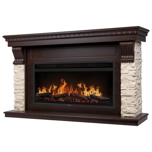 Каминокомплект Electrolux EFP/P-4220LS + портал Firelight Michigan 42/40/36 камень молочный/шпон темный дуб