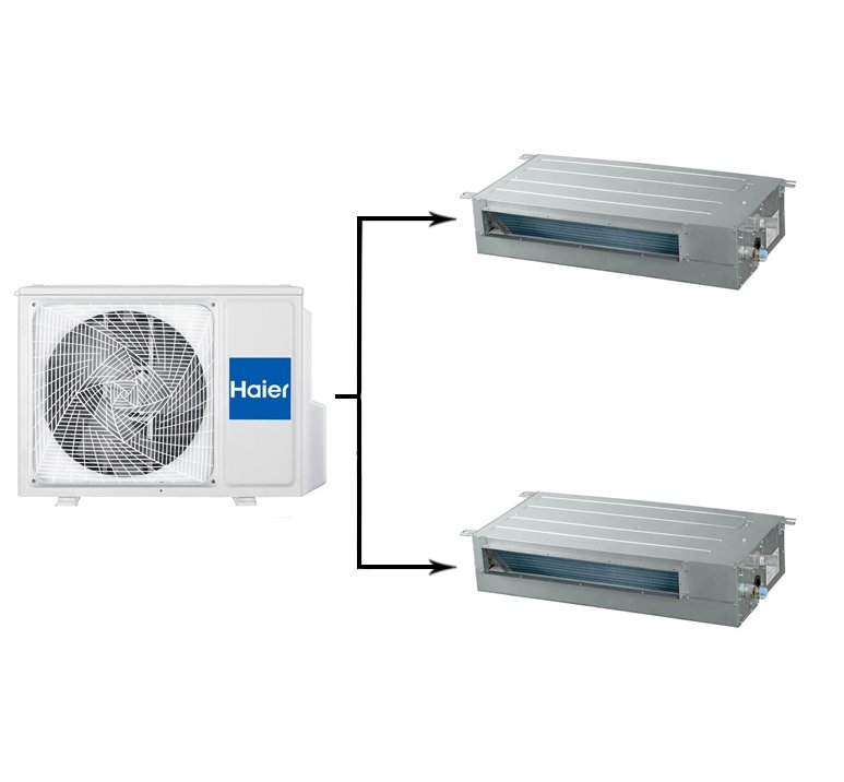 Мульти сплит-система на 2 комнаты 50+50 м2 Haier 2х AD50S2SS1FA/1U105S2SS2FA Maxi Split — фото 1