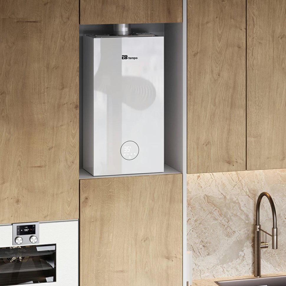 Настенный газовый котел E8 tempo GHD24V (белая стеклянная панель)