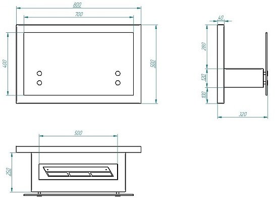 Изображение товара Настенный биокамін Zefire Polakr 800 стильный и безопасный