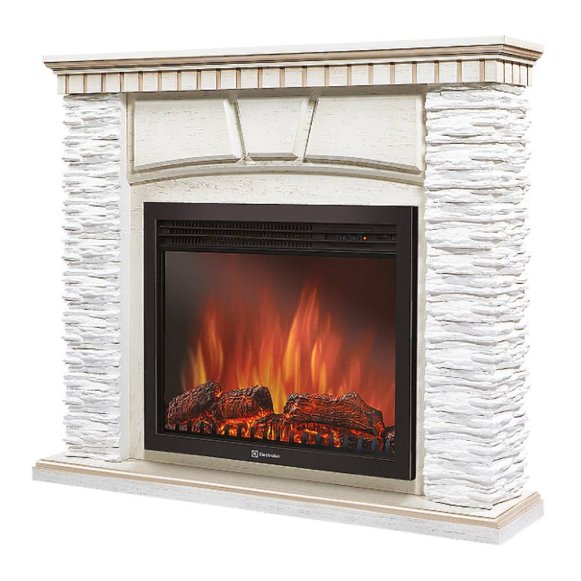 Каминокомплект Firelight Porto 25 с очагом Electrolux EFP/P-2520LS камень белый/шпон беленый дуб