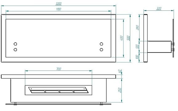 Биокамин настенный Zefire Polakr 1200