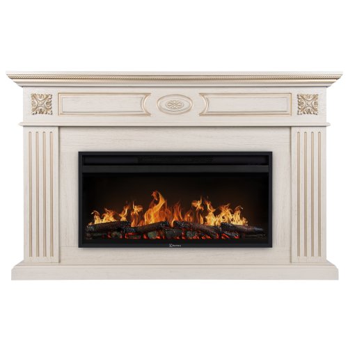 Каминокомплект Firelight Siena 42/40/36 + очаг Electrolux EFP/P-4220LS слоновая кость с золотой патиной — фото 1