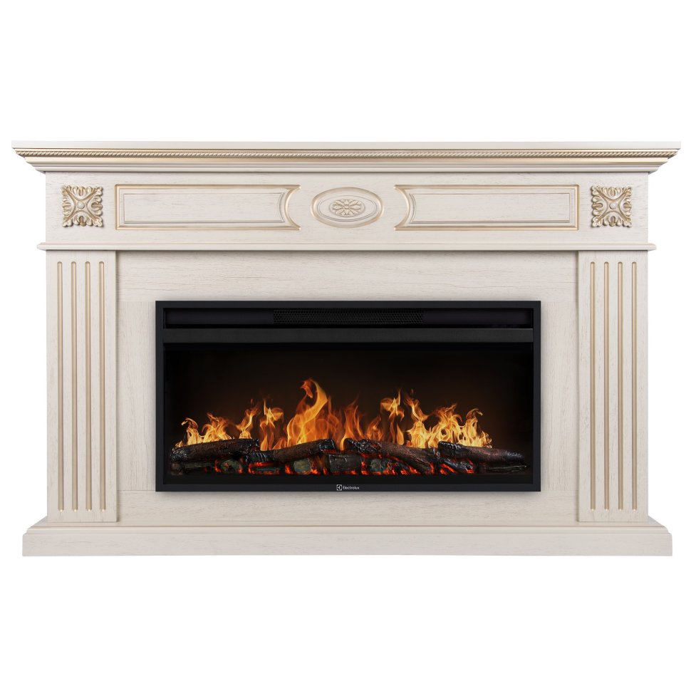 Каминокомплект Firelight Siena 42/40/36 + очаг Electrolux EFP/P-4220LS слоновая кость с золотой патиной — фото 1