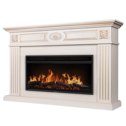 Каминокомплект Firelight Siena 42/40/36 + очаг Electrolux EFP/P-4220LS слоновая кость с золотой патиной — фото 2