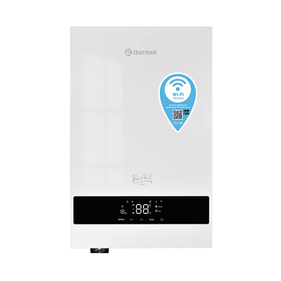 Изображение товара Настенный электрический котел Thermex Boss 12 Wi-Fi 120 м² 6 ступеней мощности Изображение товара Настенный электрический котел Thermex Boss 12 Wi-Fi 120 м² 6 ступеней мощности