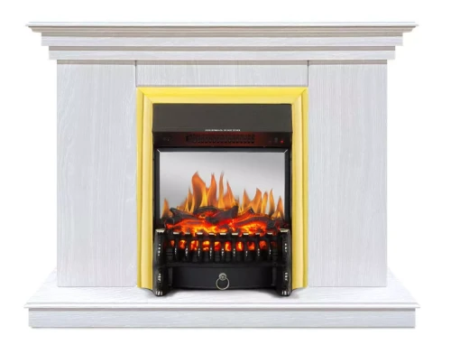 Изображение товара Каминокомплект Хорошие Камины Марс с очагом Royal Flame Fobos FX M Brass белое дерево