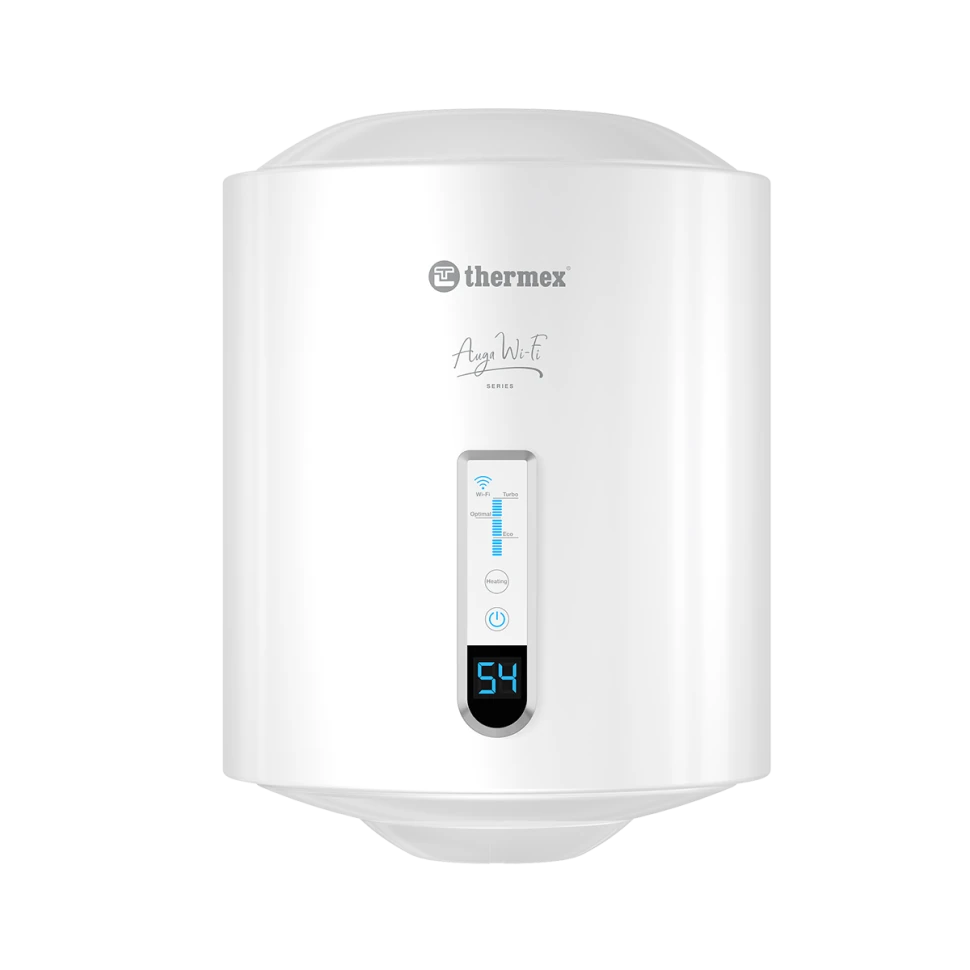 Изображение товара Накопительный электрический водонагреватель Thermex Auga 30 V Slim Wi-Fi 30 л Изображение товара Накопительный электрический водонагреватель Thermex Auga 30 V Slim Wi-Fi 30 л
