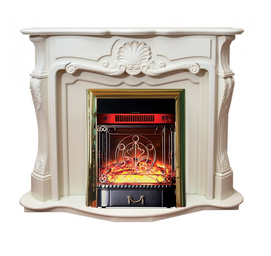Изображение товара Электрокамин Грация с очагом Majestic FX M Brass белый Interflame классика