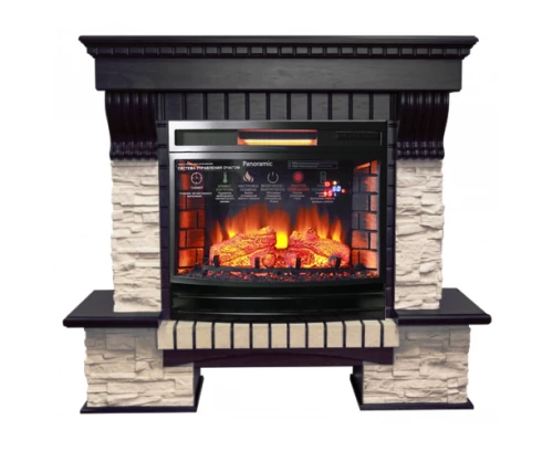 Изображение товара Каминокомплект Interflame Экстер сланец венге с очагом Panoramic 06 25 LED FX QZ