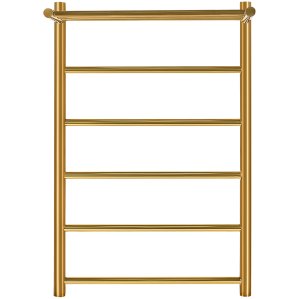 Электрический полотенцесушитель Stout Jazz Round 80*50 Золотой Хром 585 с полкой