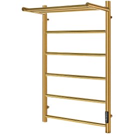 Электрический полотенцесушитель Stout Jazz Round 80*50 Золотой Хром 585 с полкой