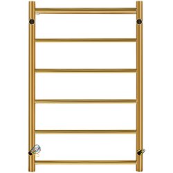 Электрический полотенцесушитель Stout Jazz Round 80*50 Золотой Хром 585 с полкой