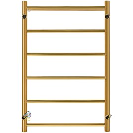 Электрический полотенцесушитель Stout Jazz Round 80*50 Золотой Хром 585 с полкой