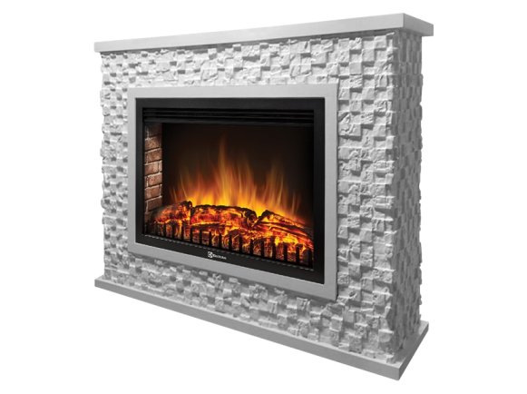Изображение товара Каминокомплект Firelight Quadro 30 с очагом Electrolux EFP/P-3020LS камень песчаник античный белый/белая эмаль