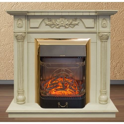 Каминокомплект RealFlame Dacota STD/EUG WT с очагом Majestic Lux Brass S