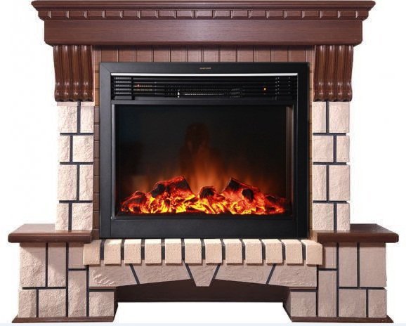 Каминокомплект Interflame Экстер средний дуб с очагом Jupiter GLS LED Black — фото 1