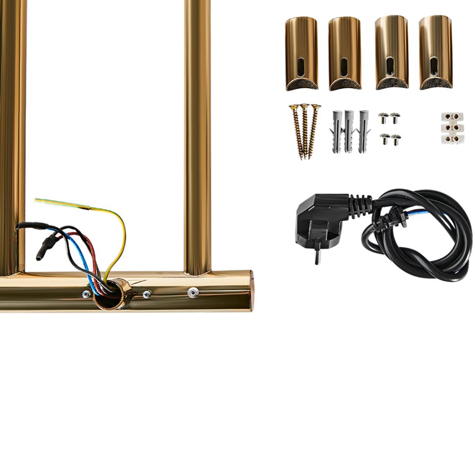 Электрический полотенцесушитель Stout Rock round 120*08 Золотой Хром 585 2 опоры