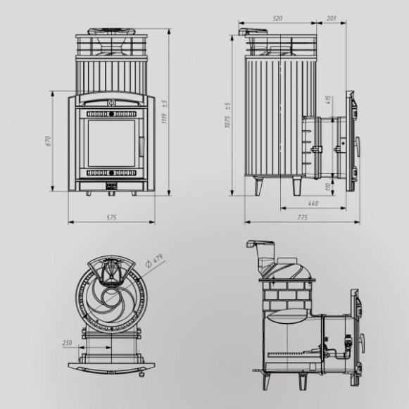Печь банная PROMetall Атмосфера XL Талькохлорит ламель+сетка с газовой горелкой