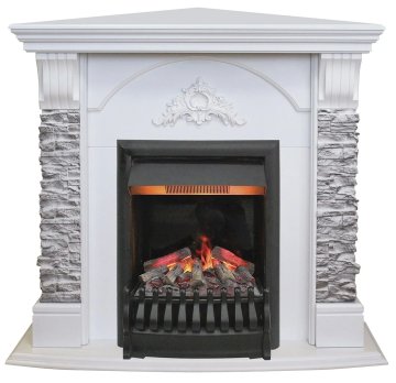 Каминокомплект RealFlame Athena Corner GR STD/EUG/25/25'5 WT с очагом 3D Oregan
