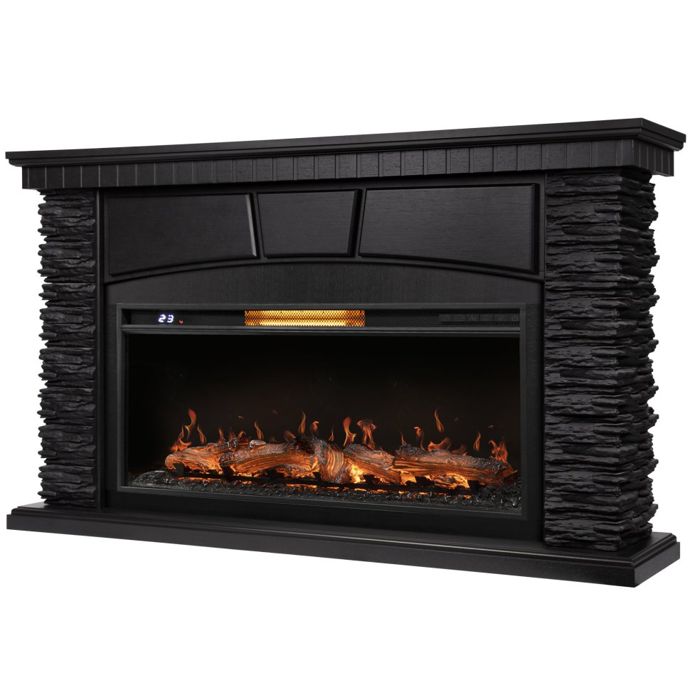 Каминокомплект Royal Thermo Aurora RTFP/P-AR40LS + портал Firelight Porto 40 камень черный шпон венге