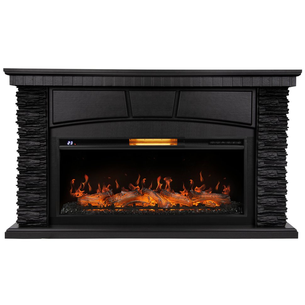 Каминокомплект Royal Thermo Aurora RTFP/P-AR40LS + портал Firelight Porto 40 камень черный шпон венге