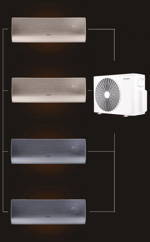 Мульти сплит-система на 4 комнаты 25+25+25+25 м2 AURUS ADI/in-09HN8/GOLD*2+ADI/in-09HN8/BLACK*2/ADMI/out-36H4N8 D Series