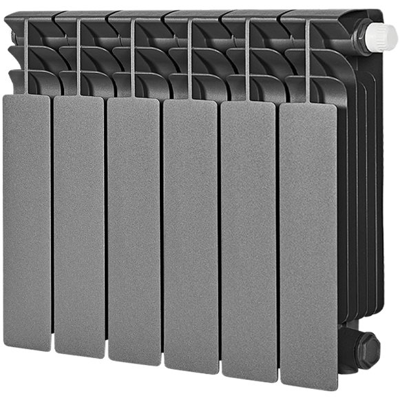 Изображение товара Биметаллический радиатор отопления Stout Titan Ventil 350 6 секций нижнее правое подключение графит RAL 7024